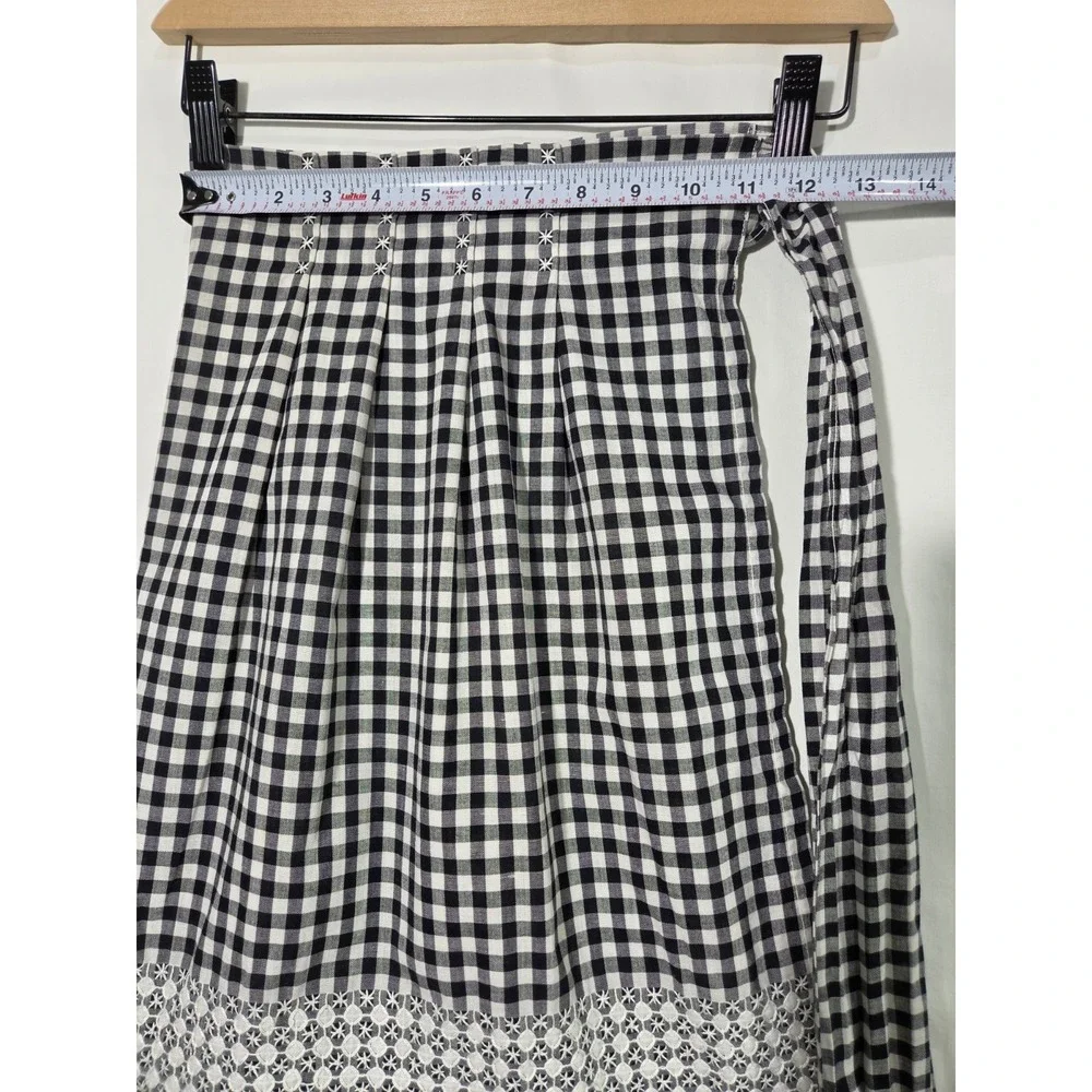 Vintage Gingham Half Apron Black White Check Chicken Scratch Cottagecore Retro